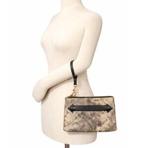Aimee Kestenberg Leather Snakeskin Wristlet – Multi-Pocket Zip Clutch